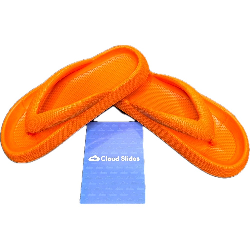 NEW Cloud Slides Orange Flip Flops Slides Pool/Shower Shoes Sz 8.5 - 9